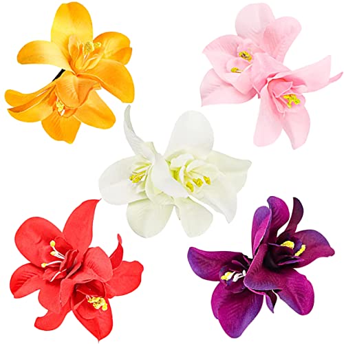 Hawaiian Artificial Flower Hair Clip, Bohemian Flower Hairpin for Seaside Holiday - Plumeria Hairpin Headdress Bobby Pins Headwear for Woman Girl Lady Kids - color: 5 colors