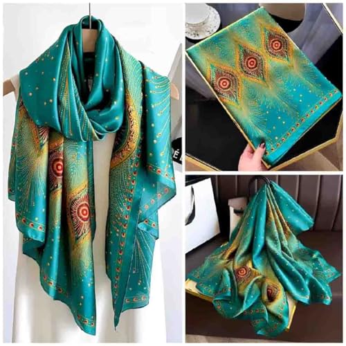 Acotavie Scarfs for Women Fashion Scarves Long Floral Pattern Scarf Headscarf Lightweight Sunscreen Shawls - color: Green Red