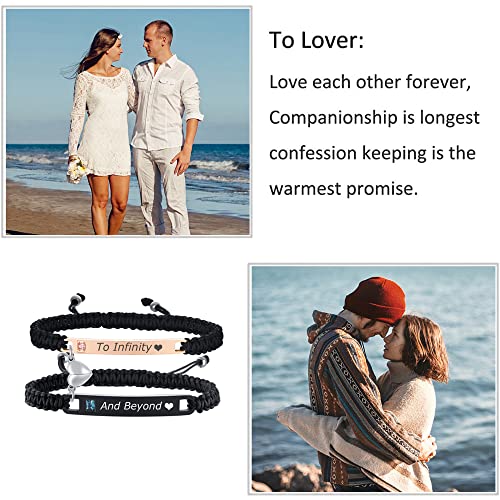 MEALGUET Personalized Couple Bracelet Customized Couple Bracelets Set Mutual Attraction Custom Name Relationship Bracelet Personalized Gift for Men Women - style: To Infinity And Beyond-heart magnetic