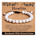 468Handmade Adjustable Natural Gemstone Crystal Bracelet Healing Power Energy Inspirational Gifts with Card for Unisex - color: 02-Howlite(Good Sleep), size: 8mm