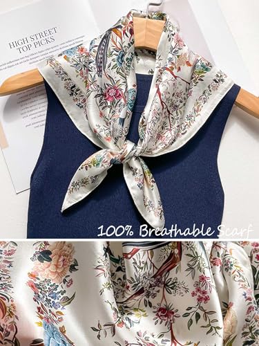 Silky Scarf for Women Lightweight Satin Bandanas Neck Hair Wrap For Sleeping Head Scarves 27.5" - color: A18 Colorful Floral/27.5"