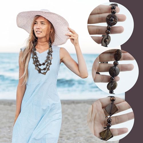 3- Layered Statement Necklace Womens Bohemia Choker Necklaces - color: Brown
