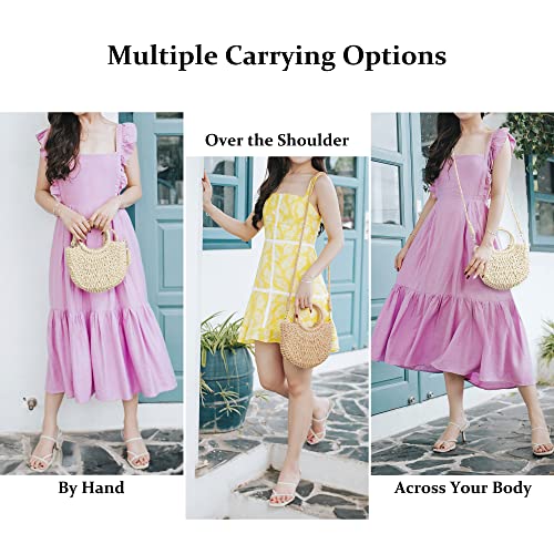 Womens Straw Beach Bag Woven Crossbody Shoulder Bags Top Handle Satchel Handbag Purse for Summer - color: Brown