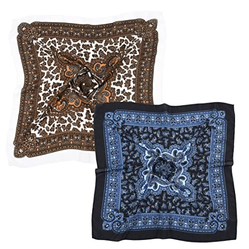 K-Elewon 27.5” Women Medium Square Scarf Head Scarf- 2PCS Neck Scarf Hair Scarf Head Sleeping Wraps Scarfs for Women H07 - color: Se06(2pcs)