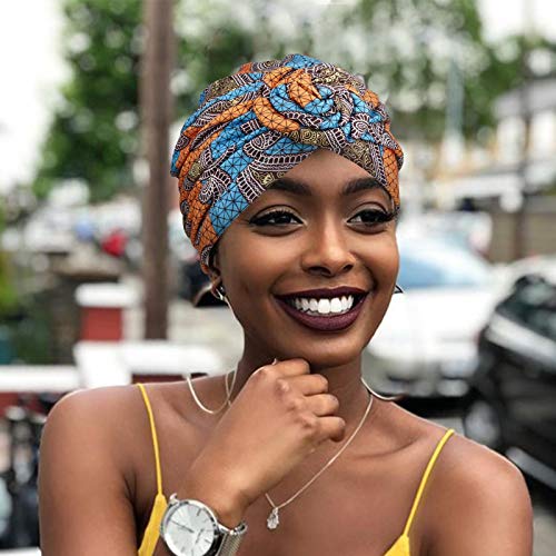 DRESHOW 5 Pack Knotted Headwraps for Women African Turban Pre-Knotted Beanie Headwraps Hair Covers - color: 5 Pack Knotted Flower a