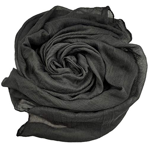 woogwin Women's Cotton Scarves Lady Light Soft Fashion Solid Scarf Wrap Shawl - color: Darkgrey