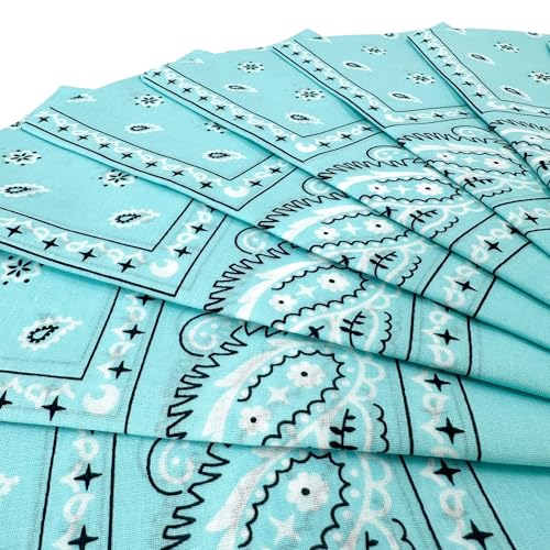 Vamqor 100% Cotton 10 Pack Fine Bandanas - color: Light Blue