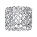 EVER FAITH Art Deco Love Knot Wide Stretch Bridal Bracelet Austrian Crystal - color: Clear Silver-Tone