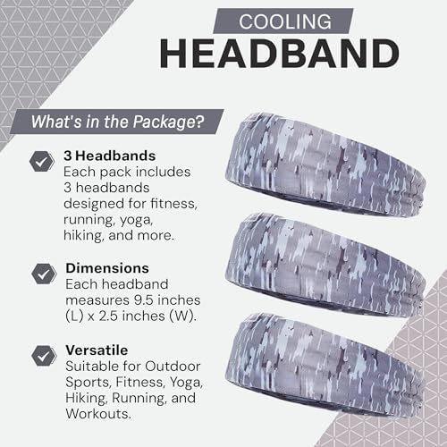 COLD FACTOR Cooling Headband for Women and Men – UPF 50+ Advanced Evaporative Comfort, Instant Cooling Sweatband for Outdoor Sports, Fitness, Yoga, Hiking, Running, and Workout - color: Camo