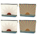 4PCS Sunshine Makeup Bag, Boho Gifts for Women, Natural Linen Zipper Pouch, Sunlight Rays Nature Best Sunshine Gifts for Girls Sister Travel Boho Cosmetic Bag - color: Multicolor 0096