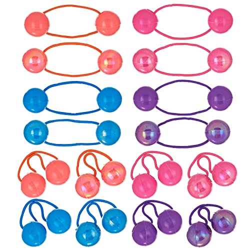 16pc Brightly Colored Ponytail Ball Hair Elastics -24mm Hair Ties for Kids | 24mm Hair Ties for Girls & Toddlers. Gentle No-Slip Hold. Fun Colorful Hair Accessories for Kids & Little Girls - So Cute - color: Plain