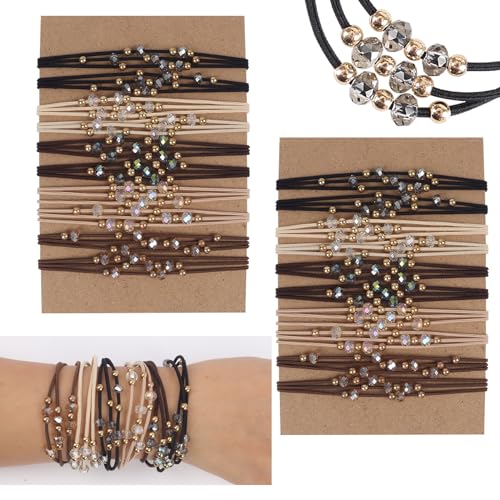 20 PCS Hair Ties for Women, Hair Tie Bracelets, Brown Plastic, No Damage Hair Elastics, Comfortable for Thick or Thin Hair, Boho Hair Ties for Ponytail Holders, 5 Colors - color: Brown