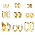 HILXURY Gold Chunky Hoop Earrings Set for Women, 14K Gold Plated Twisted Huggie Hoop Earring Hypoallergenic, Thick Open Hoops Set Lightweight - color: 9 Gold hoops