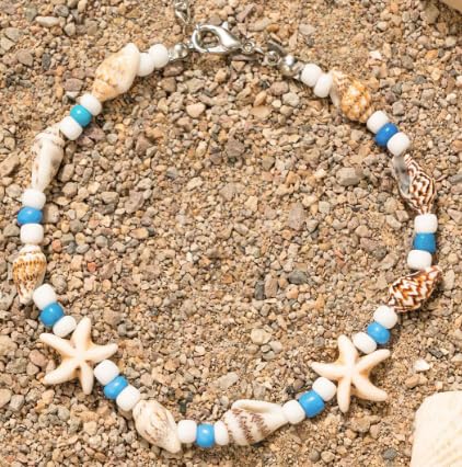 XAM 4pcs Bohemian Beach Charm Bracelet Set - Starfish & Shell Summer Jewelry for Vacation - color: D