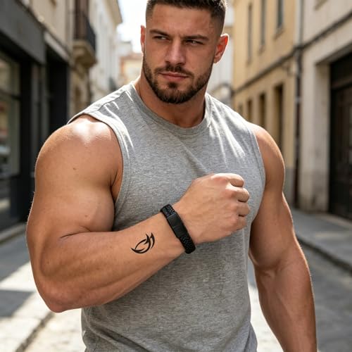 Men's Leather Bracelet, Stackable Stainless Steel Clasp Bracelets for Men Stylish Birthday, Thanksgiving, Valentine's Day Gift for My Man - style: 8.2" Black