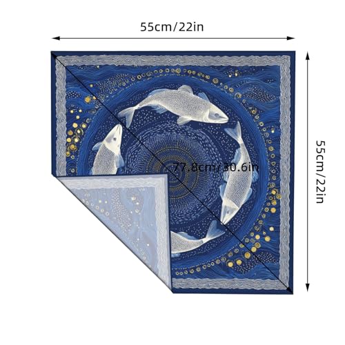 Head Scarf Hair Neck Scarves for Women Fashion Silk Satin Purse Bag Scarfs Handbags Bandana Neckerchief - color: Koi Fish Navy Blue