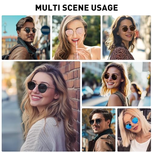 MEETSUN Round Polarized Sunglasses for Women Men Classic Retro Metal Frame Sun Glasses UV Protection - color: Gold/Purple