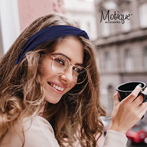 Motique Accessories Navy Solid Twist Turband Headwrap Hair Band for Women - color: Midnight Blue
