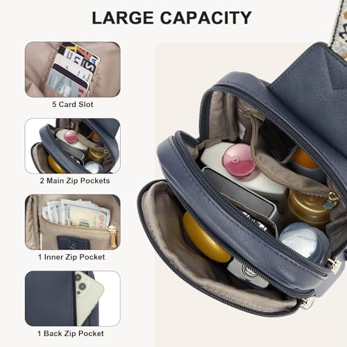 BOSTANTEN Sling Bag Quilted Crossbody Bags for Women Cross Body Purse Leather Fanny Pack with Adjustable Guitar Strap - color: A-blue