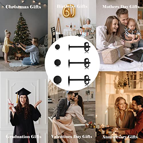 925 Sterling Silver Dot Stud Earrings | Small Simple Round Disc Stud Earrings | Tiny Flat Circle Hypoallergenic Cartilage Tragus Piercing Earrings Gifts for Women Men 2mm 3mm 4mm 5mm - color: #9 black gold-2/3/4mm