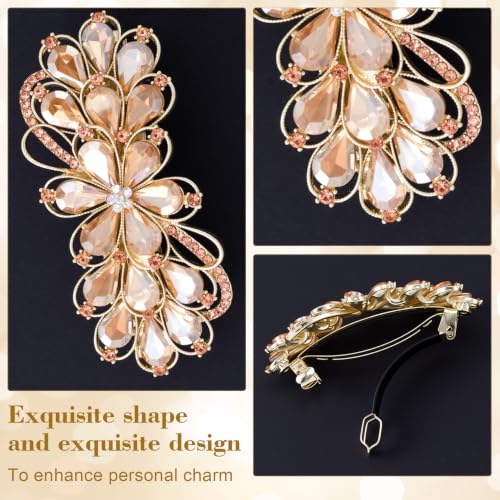 Joez Wonderful Rhinestone Hair Barrettes for Women, Champagne | Sparkly flower hair pin accessories, non-slip, alloy made, for weddings, birthdays, parties, engagements, balls, brides - color: Rhinestone Butterfly Champagne B