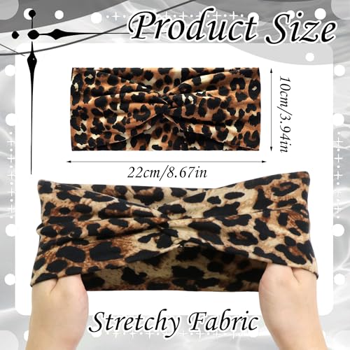 3 Pack Headbands for Women Short Twist Turban Headbands Boho Elastic Non Slip Hair Bands Leopard Hair Wraps Accessories - color: Multicolor-2