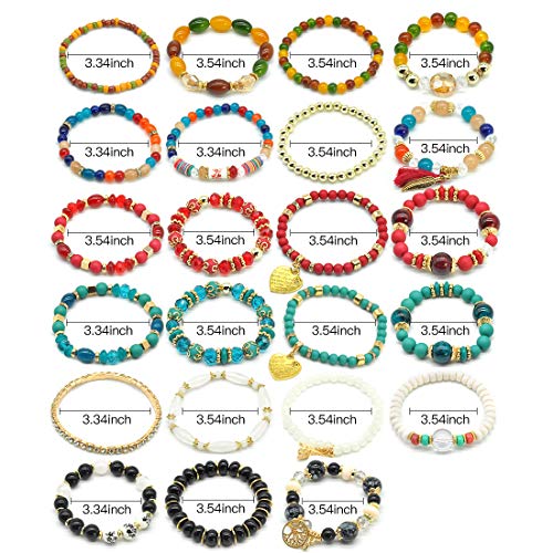 Bohemian Bracelet Sets for Women - 6 Sets Stackable Stretch Bracelets Multi-color Boho Jewelry for Women Hippie Bracelets Dainty Jewelry - color: Bohemian stackable bracelet