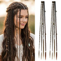 2PCS Boho Dreadlock Clip In Braids with Charms and Beads, Handmade Dreadlock Braids Hair Extensions Synthetic Braided Hairpieces for Women (Light Brown Mix 20 Inch) - color: Light Brown Mix, size: 20 Inch