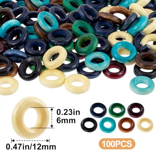 Pndeyo 100pcs Wooden Flat Spacer Beads, Large Hole Natural Wood Hair Beads for Crafts, Colorful Wooden Spacer for Necklace Bracelet DIY Craft Handmade Decor - color: 7 Colors-100pcs