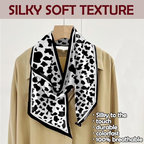 Hair Head Scarf Silk Feeling Long Satin Neck Satin Scarves for Handbag Cute Aesthetic Decoration Women Girls 59 * 6.7” - color: Y9-cow Leopard