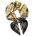 Stlvoll 27.5" Silk Neck Scarf of Women's Fashion Head Scarf Square Neck Satin Scarfs for Bag Hair Scarves Gift - color: Black/Gold