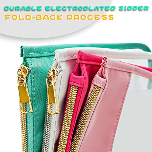 LOKFAR Nylon Makeup Bag DIY Chenille Letter Clear Travel Zipper Pouch, Preppy Makeup Bag Clear Cosmetic Bag, Water-proof Makeup Travel Pouch Snack Bags for Women (White) - color: White