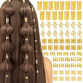 50Pcs Adjustable Metal Hair Cuffs and Rings for Braids, Bohemian Princess-inspired Gold Hair Jewelry Set for Women, Festival Party Dreadlock Decorations