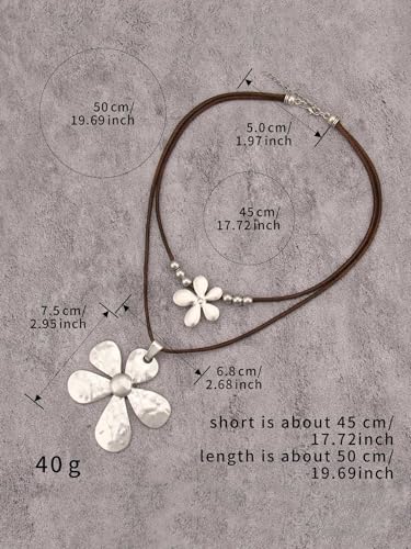 Boho Necklaces for Women Chunky Circle Necklace Layered Boho Circle Leather Choker Necklace Long Vintage Necklaces Bohemian Jewlery Gifts - style: Chunky Boho Pendant Necklace