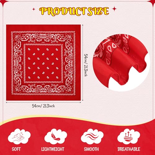 Bandanas Scarf with Leather Ring Floral Buckle Paisley Bandana Headwear Western Scarf Gifts for Women Men Halloween - color: Red
