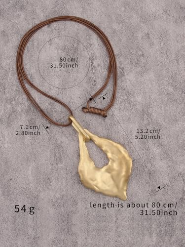 Leather Necklace for Women Large Pendant Hippie Choker Necklace Vintage Sweater Necklace Chunky Boho Necklaces for Women - style: Boho Jewelry Long Necklace