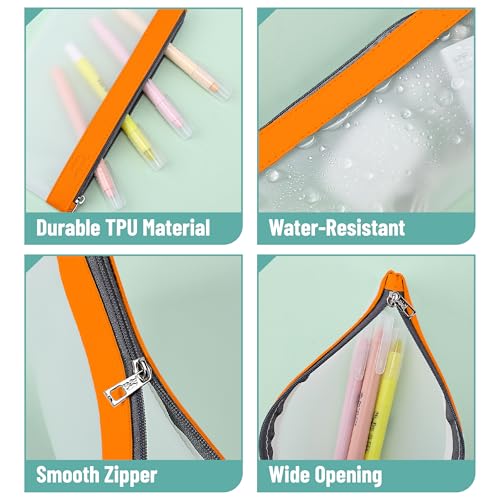 Mr. Pen- Clear Pencil Pouch, 8.50"x4.25", 3 Pack, Durable TPU Material | Medium Water-Resistant Pencil Bags with Smooth Zipper, Multipurpose Clear Pouch for Stationery, School, Office - color: Lime Vibe, size: 3 Pack, Medium