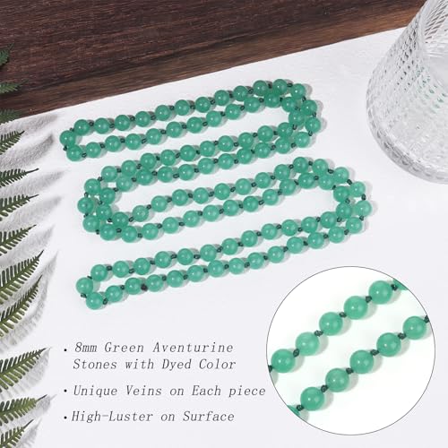 Beaded Necklace Hand Knotted for Woman - color: Green Aventurine 1