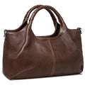Iswee Genuine Leather Shoulder Bags Purses and Handbags for Women Satchel Designer Cross Body Hobo Medium Size Tote - color: Coffee