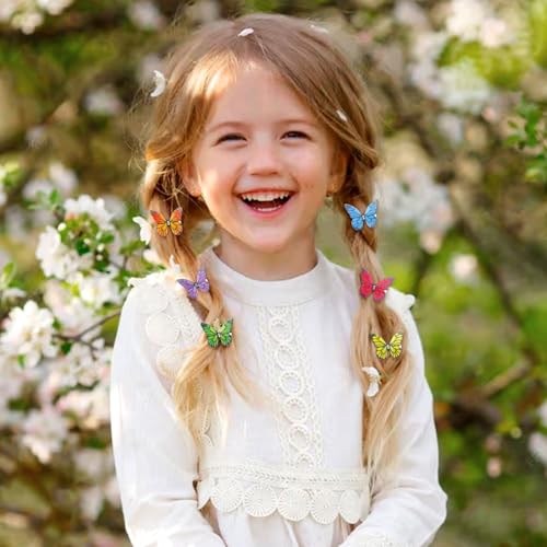20Pcs Butterfly Hair Clips for Women Moving Glitter Butterfly Clip Fairy Accessories Bright Style - color: Bight