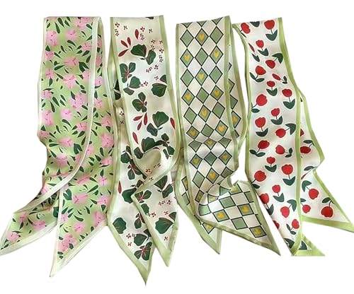 4 Pack Purse Scarf Handbags For Women,Boho Scarrves for Bag Hair Accessories Handle Fashion Lightweight - color: Green