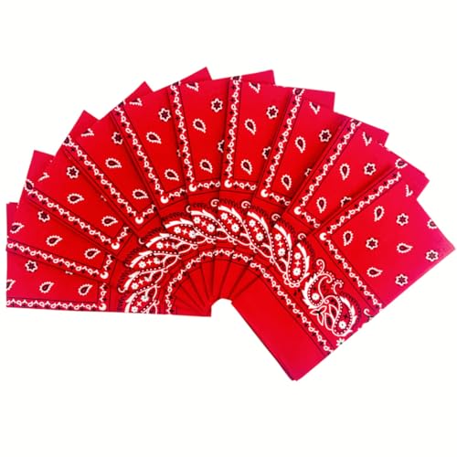 Vamqor 100% Cotton 10 Pack Fine Bandanas - color: Red