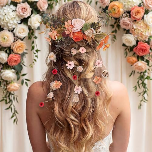 Boho Bridal Hair Vine Artificial Flower Bridal Headpiece Wedding Hair Accessories Long Vine Wedding Head Piece Accessories - style: Boho