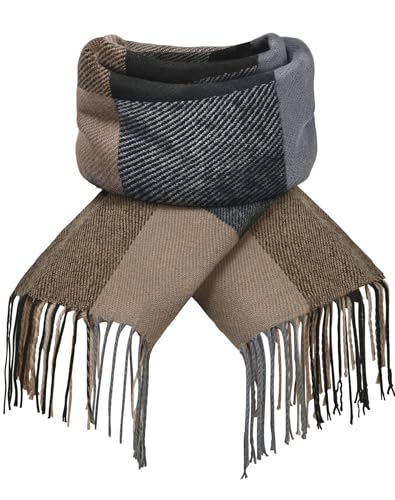 Loritta Womens Scarf Fashion Long Plaid Shawls Wraps Big Grid Winter Warm Lattice Large Scarves Gifts - color: U-brown Red Lattice
