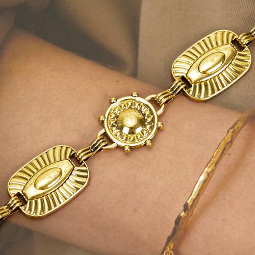 Luvatar Fashion Metal Waist Chain Belt Blouse Dress Sweater Chain Belt… - color: GOLD-F48