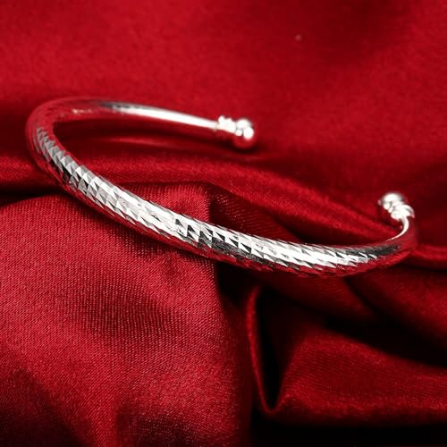 925 Sterling Silver Bracelets Open Adjustable Bangle Bracelet Teardrop Water Drop Cuff Bangles for Women - color: Pattern 7