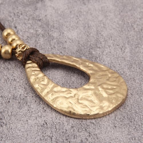 JAOYU Bohemian Necklaces for Women Leather Necklace Wood Pendant Choker Long Brown Necklace Chunky Circle Boho Hippie Jewelry - style: Bolo Choker Necklace