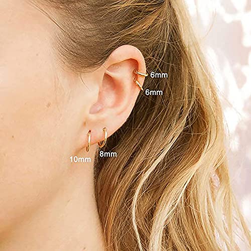 316L Surgical Stainless Steel Huggie Hoop Earrings 6mm 8mm 10mm 11mm 12mm 14mm Hypoallergenic Earrings Hoop Cartilage Helix Lobes Hinged Sleeper Earrings For Men Women - style: G03:4Pairs Black(6mm/8mm/10mm/12mm)18G
