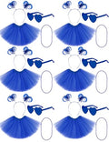 80s Tutu Costume Accessories Set for Women, Tutus Skirt Ponytail Headband Necklace Sunglasses, Party Halloween - color: Blue