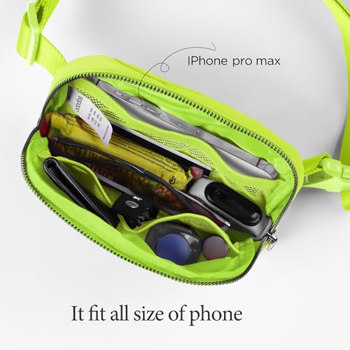 ODODOS Unisex Mini Belt Bag with Adjustable Strap Small Fanny Pack for Workout Running Traveling Hiking, Neon - color: Neon